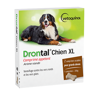 Drontal Chien XL - Vermifuge - 2 comprimés - VETOQUINOL - Produits-veto.com