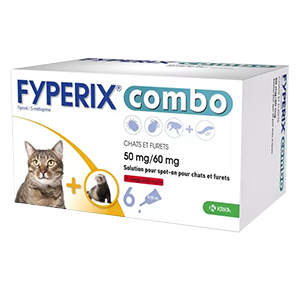 Fyperix combo - Anti puces & tiques - Chats & furets - Spot-on - 6 pipettes - KRKA - Produits-veto.com
