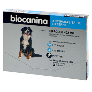 Fiprodog 402 mg - Antiparasitaire externe - Très Grands chiens - 3 pipettes - Biocanina - Produits-veto.com