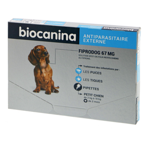Fiprodog 67 mg - Antiparasitaire externe - Petits Chiens - 3 pipettes - Biocanina - Produits-veto.com