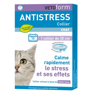 Antistress Collier stress à la Valériane et Lavande - Chat - VETOFORM - DAZONT - Produits-veto.com