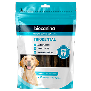 Triodental - Hygiène bucco-dentaire - Grands chiens - > 30 kg - 15 lamelles - BIOCANINA - Produits-veto.com