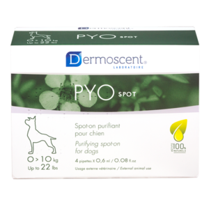 Pyospot - spot-on - Chiens 0 à 10kg - Soin purifiant - 4 x 0,6 ml - DERMOSCENT - Produits-veto.com